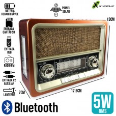Caixa de Som Rádio Bluetooth 5W Retrô K-103S X-Cell - Vermelha